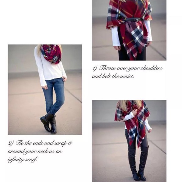 New Soft Tartan Plaid Oversized Blanket Scarf - Picture 2 of 3